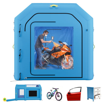 VEVOR Inflatable Paint Booth, 13.1 x 8.2 x 8.2 ft, Portable Spray Booth with 750W Powerful Blower and Large Filter Cotton, Blow Up Painting Tent for Bike, Motorcycle, and Small Furniture, Blue - CQSPQFYGJF136R7U9001V1 - view 1