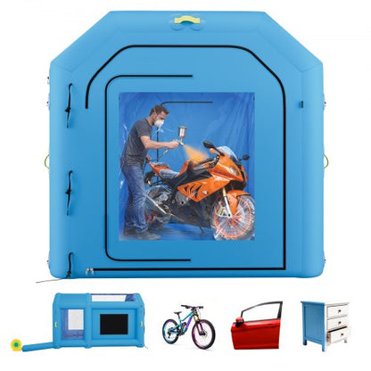 VEVOR Inflatable Paint Booth, 13.1 x 8.2 x 8.2 ft, Portable Spray Booth with 750W Powerful Blower and Large Filter Cotton, Blow Up Painting Tent for Bike, Motorcycle, and Small Furniture, Blue - CQSPQFYGJF136R7U9001V1 - view 2