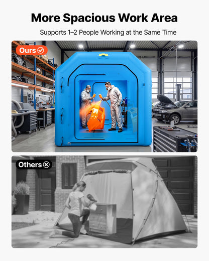 VEVOR Inflatable Paint Booth, 13.1 x 8.2 x 8.2 ft, Portable Spray Booth with 750W Powerful Blower and Large Filter Cotton, Blow Up Painting Tent for Bike, Motorcycle, and Small Furniture, Blue - CQSPQFYGJF136R7U9001V1 - view 5