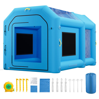 VEVOR Inflatable Paint Booth, 13.1 x 8.2 x 8.2 ft, Portable Spray Booth with 750W Powerful Blower and Large Filter Cotton, Blow Up Painting Tent for Bike, Motorcycle, and Small Furniture, Blue - CQSPQFYGJF136R7U9001V1 - view 10