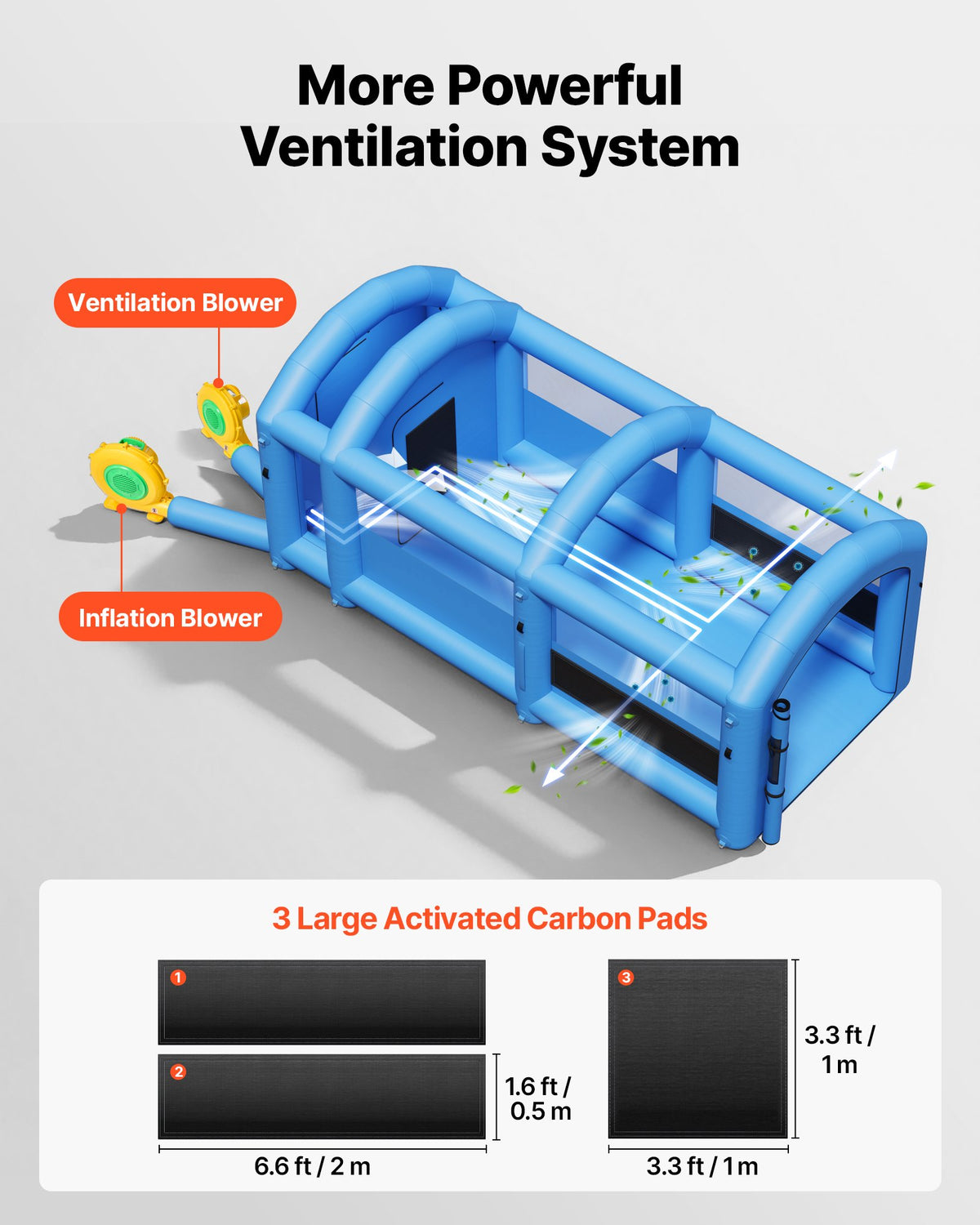 VEVOR Inflatable Paint Booth, 20 x 10 x 8 ft, Portable Spray Booth with 480W+750W Blowers, Large Filter Cotton, Changing Area, Arched Roof Painting Tent for Bike, Motorcycle, and Furniture, Blue - CQSPQFYGJF20NYN0P001V1 - view 4