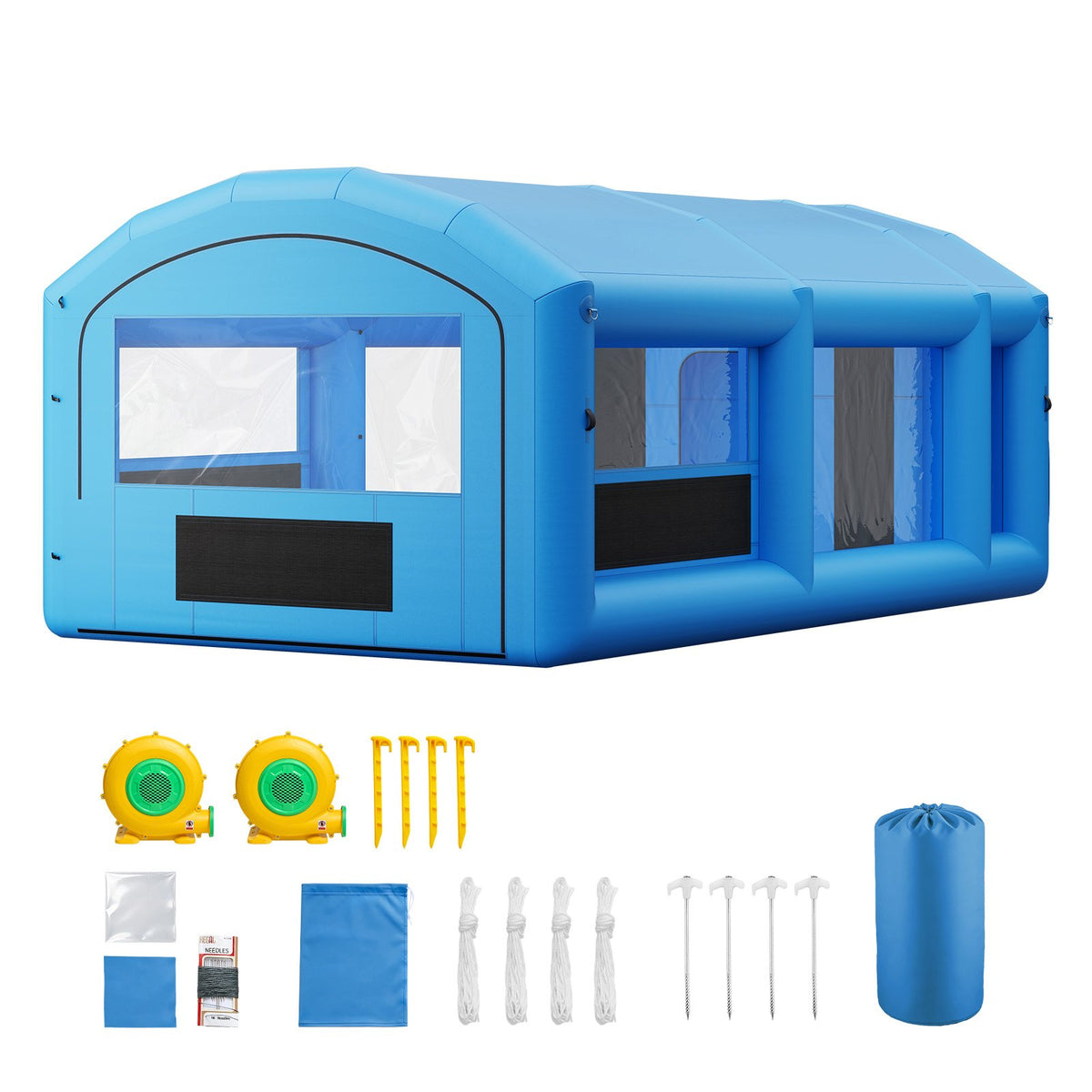 VEVOR Inflatable Paint Booth, 23 x 13 x 9 ft, Portable Spray Booth with 480W+750W Blowers, Large Filter Cotton, Changing Area, Arched Roof Painting Tent for ATV, Motorcycle, Medium Furniture, Blue - CQSPQFYGJF235U73C001V1 - view 10