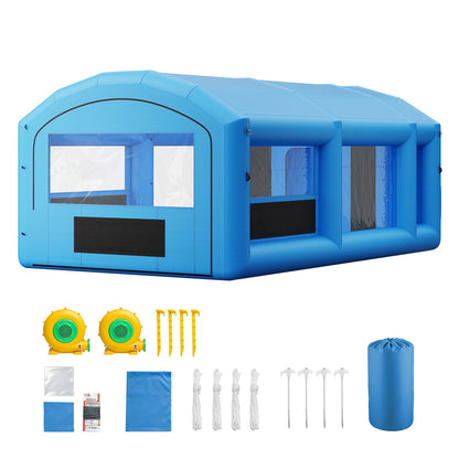 VEVOR Inflatable Paint Booth, 23 x 13 x 9 ft, Portable Spray Booth with 480W+750W Blowers, Large Filter Cotton, Changing Area, Arched Roof Painting Tent for ATV, Motorcycle, Medium Furniture, Blue - CQSPQFYGJF235U73C001V1 - view 10