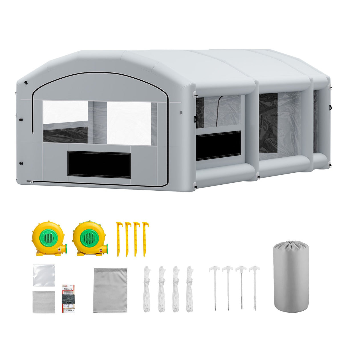 VEVOR Inflatable Paint Booth, 26 x 15 x 10 ft, Portable Spray Booth with 750W+950W Blowers, Large Filter Cotton, Changing Area, Arched Roof Painting Tent for Mid-Size Pickup, Large Furniture, Gray - CQSPQFYGJF26BR01C001V1 - view 10