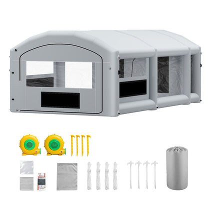 VEVOR Inflatable Paint Booth, 26 x 15 x 10 ft, Portable Spray Booth with 750W+950W Blowers, Large Filter Cotton, Changing Area, Arched Roof Painting Tent for Mid-Size Pickup, Large Furniture, Gray - CQSPQFYGJF26BR01C001V1 - view 10
