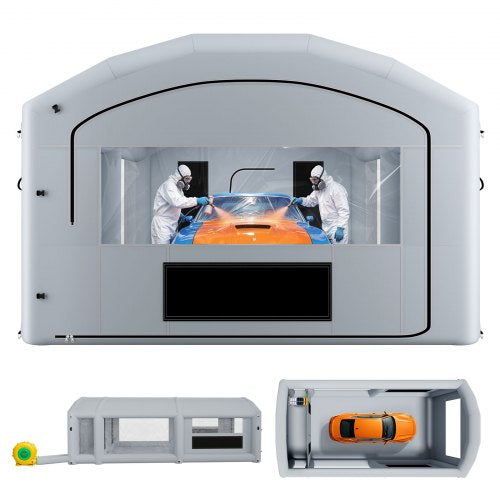 VEVOR Inflatable Paint Booth, 28 x 15 x 10 ft, Portable Spray Booth with 750W+950W Blowers, Large Filter Cotton, Changing Area, Arched Roof Painting Tent for Mid-Size Pickup, Large Furniture, Gray - CQSPQFYGJF28BHFTG001V1 - view 2