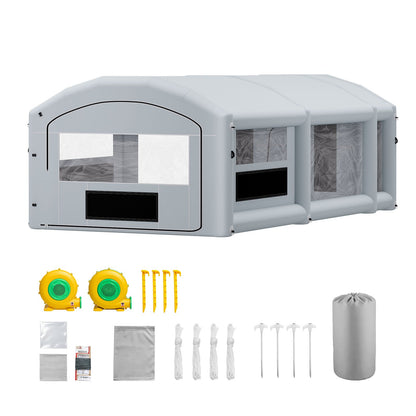 VEVOR Inflatable Paint Booth, 28 x 15 x 10 ft, Portable Spray Booth with 750W+950W Blowers, Large Filter Cotton, Changing Area, Arched Roof Painting Tent for Mid-Size Pickup, Large Furniture, Gray - CQSPQFYGJF28BHFTG001V1 - view 10