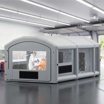 VEVOR Inflatable Paint Booth, 30 x 16 x 12 ft, Portable Spray Booth with 750W+950W Blowers, Large Filter Cotton, Changing Area, Arched Roof Painting Tent for Full-Size Pickup, Small Speedboat, Gray - CQSPQFYGJF3010DDD001V1 - view 9