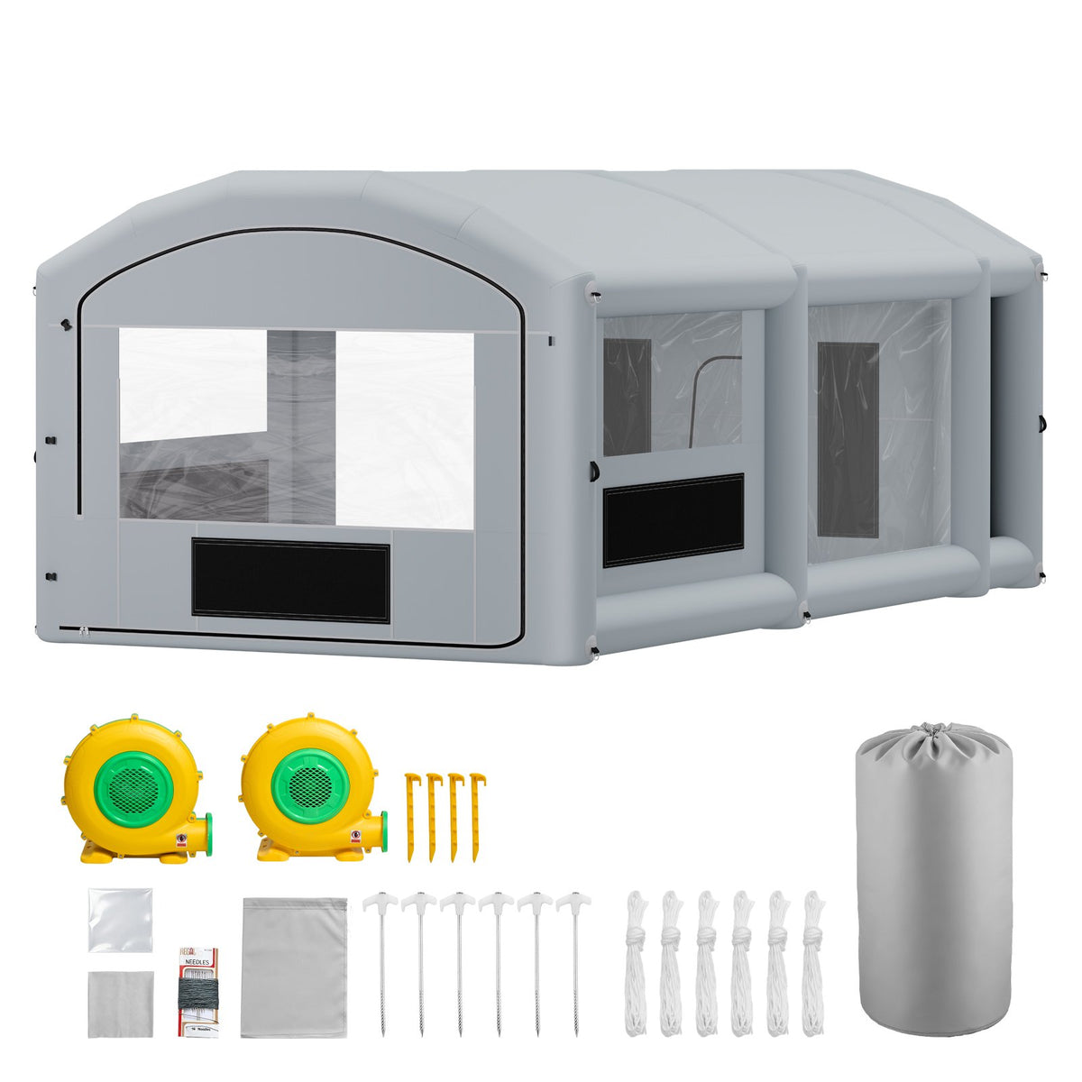 VEVOR Inflatable Paint Booth, 30 x 16 x 12 ft, Portable Spray Booth with 750W+950W Blowers, Large Filter Cotton, Changing Area, Arched Roof Painting Tent for Full-Size Pickup, Small Speedboat, Gray - CQSPQFYGJF3010DDD001V1 - view 10