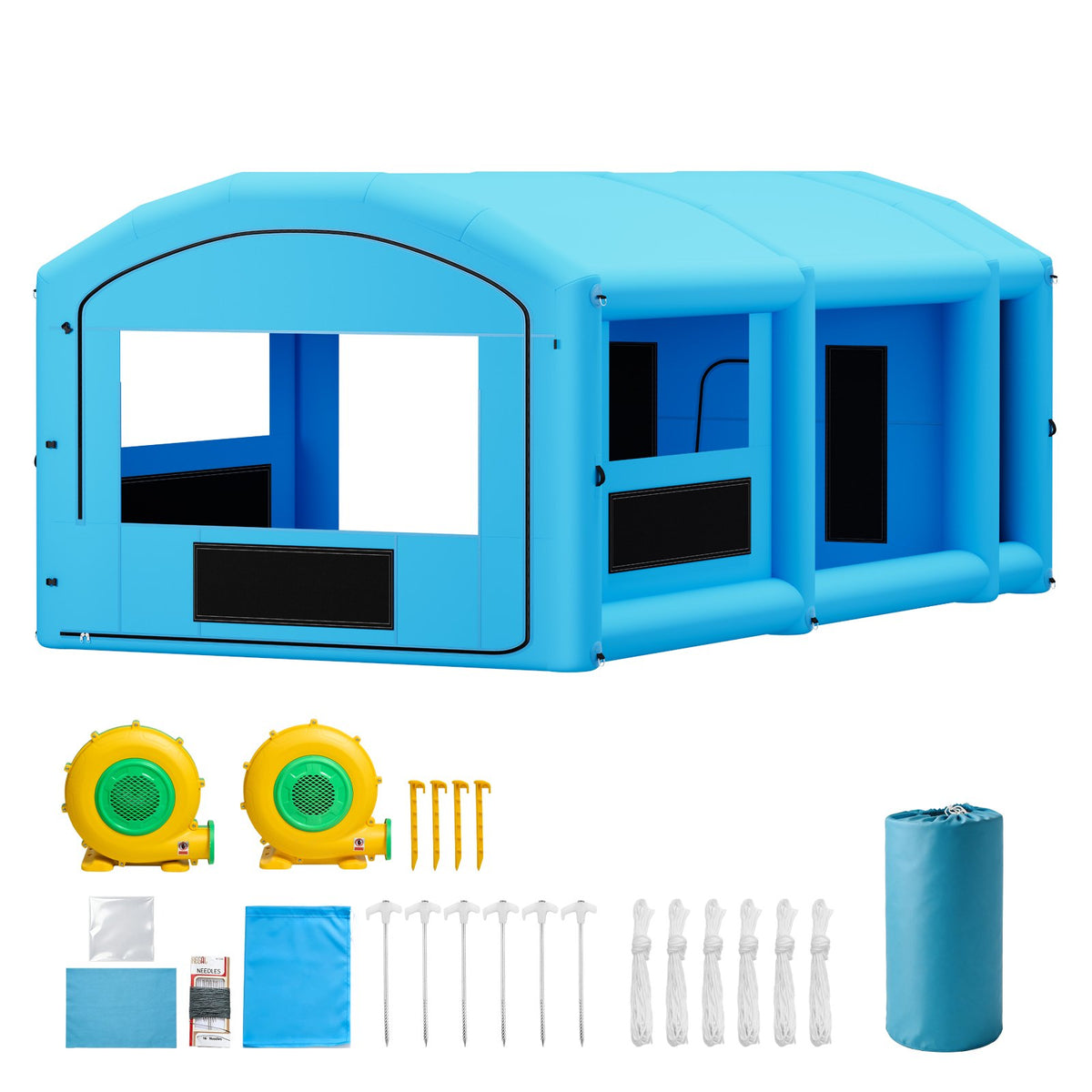 VEVOR Inflatable Paint Booth, 30 x 16 x 12 ft, Portable Spray Booth with 750W+950W Blowers, Large Filter Cotton, Changing Area, Arched Roof Painting Tent for Full-Size Pickup, Small Speedboat, Blue - CQSPQFYGJF30P2OU9001V1 - view 10