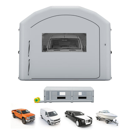 VEVOR Inflatable Paint Booth, 39 x 16 x 13 ft, Portable Spray Booth with 950W+1100W Blowers, Large Filter Cotton, Changing Area, Arched Roof Painting Tent for Heavy-Duty Pickup Truck and Van, Gray - CQSPQFYGJF39ICLZI001V1 - view 1