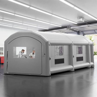 VEVOR Inflatable Paint Booth, 39 x 16 x 13 ft, Portable Spray Booth with 950W+1100W Blowers, Large Filter Cotton, Changing Area, Arched Roof Painting Tent for Heavy-Duty Pickup Truck and Van, Gray - CQSPQFYGJF39ICLZI001V1 - view 9