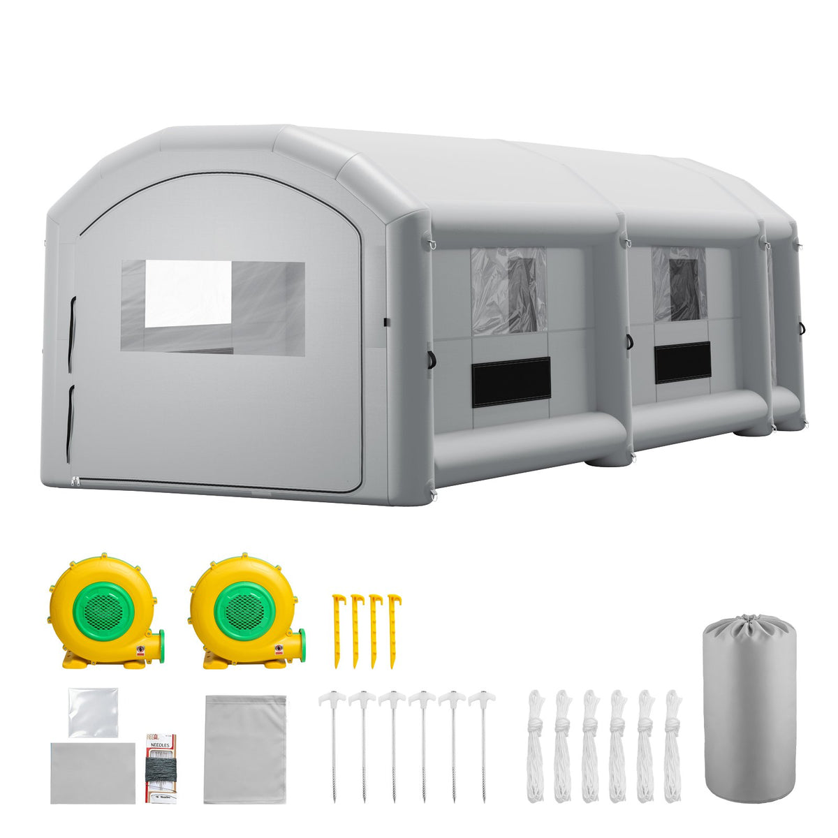 VEVOR Inflatable Paint Booth, 39 x 16 x 13 ft, Portable Spray Booth with 950W+1100W Blowers, Large Filter Cotton, Changing Area, Arched Roof Painting Tent for Heavy-Duty Pickup Truck and Van, Gray - CQSPQFYGJF39ICLZI001V1 - view 10