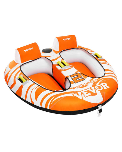 VEVOR Towable Tubes for Boating 2 Person, Inflatable Boat Tubes and Towables with 2 Cockpits, 340lbs Water Sport Tubes for Boat to Pull - with 840D Full Nylon Cover, Padded Grab Handles & Safety Valve - CQTL2MTT2R00JOEO4V0 - view 1