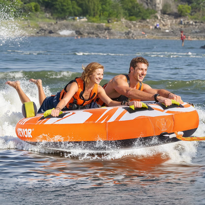 VEVOR Towable Tubes for Boating, 1-2 Riders Inflatable Towable Tube for Boat to Pull, 340lbs Capacity Boat Tubes and Towables for Water Sports - with Fins, Double-Stitched Nylon Cover & Padded Handles - CQTL2PDDX2R0W0X83V0 - view 9
