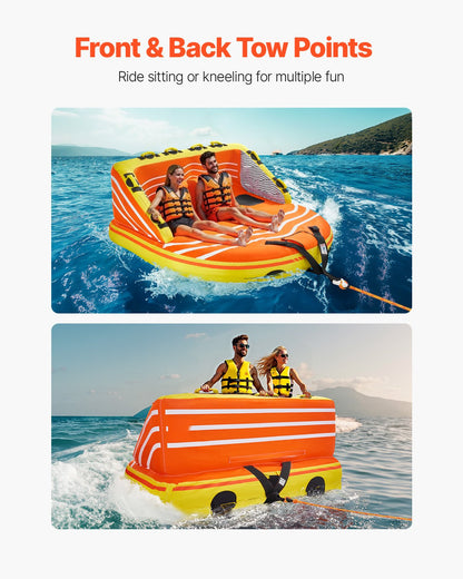 VEVOR Towable Tube for Boating, 1-3 Riders Inflatable Boat Tubes and Towables, 510lbs Water Sport Towable Tube for Boat to Pull - with Full Nylon Cover, 16 Grab Handles, Dual Tow Points & Safety Valve - CQTL2SFDX3R0W43OPV0 - view 7