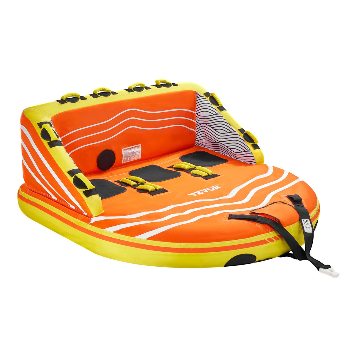 VEVOR Towable Tube for Boating, 1-3 Riders Inflatable Boat Tubes and Towables, 510lbs Water Sport Towable Tube for Boat to Pull - with Full Nylon Cover, 16 Grab Handles, Dual Tow Points & Safety Valve - CQTL2SFDX3R0W43OPV0 - view 10