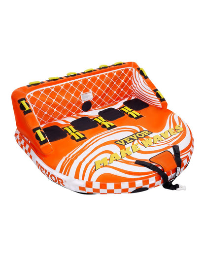 VEVOR Towable Tube for Boating, 1-4 Riders Inflatable Boat Tubes and Towables, 680lbs Water Sport Towable Tube for Boat to Pull - with Full Nylon Cover, 22 Grab Handles, Dual Tow Points & Safety Valve - CQTL2SFDX4R0TI58EV0 - view 1