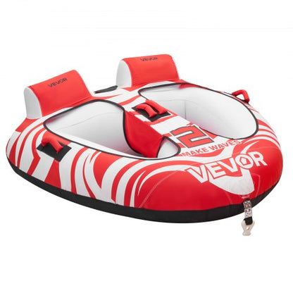 VEVOR Towable Tubes for Boating, 2-Rider Inflatable Boat Tubes and Towables, 340 lbs Capacity Water Sport Tubes for Boat to Pull - with 2 Cockpits, Full Nylon Cover, Padded Grab Handles & Safety Valve - CQTL3MTT2RHSOC2DH001V0 - view 2