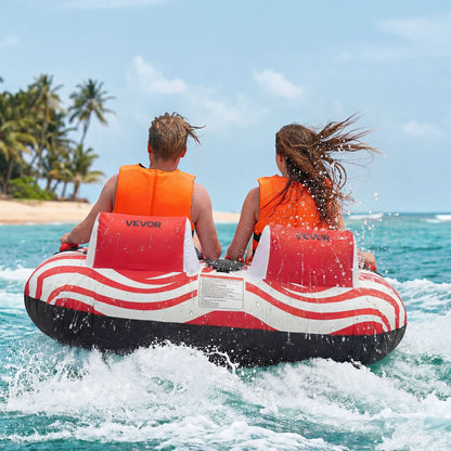 VEVOR Towable Tubes for Boating, 2-Rider Inflatable Boat Tubes and Towables, 340 lbs Capacity Water Sport Tubes for Boat to Pull - with 2 Cockpits, Full Nylon Cover, Padded Grab Handles & Safety Valve - CQTL3MTT2RHSOC2DH001V0 - view 9