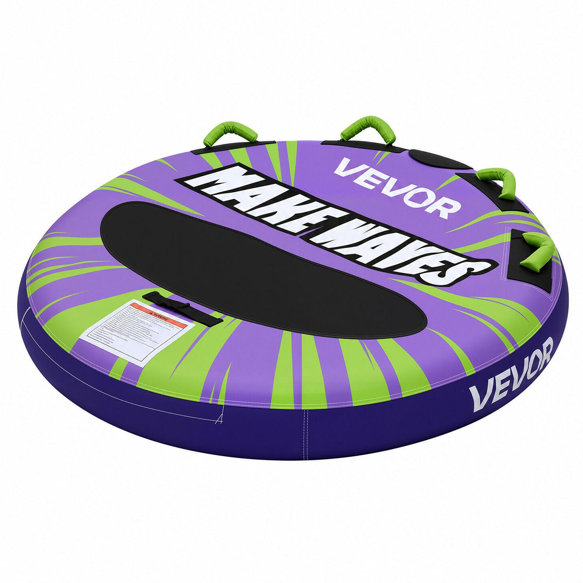 VEVOR Towable Tubes for Boating, 2-Rider Inflatable Boat Tubes and Towables, 340lbs Capacity Water Sport Tube for Boat to Pull - with Anti-Slip Pad, Full Nylon Cover, Padded Handles & Safety Valve - CQTL3PDYX2RL6L42A001V0 - view 1