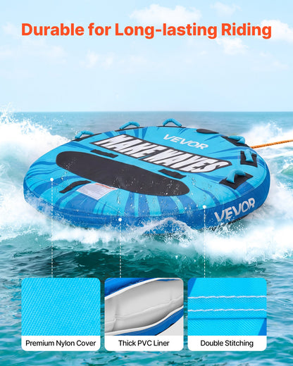 VEVOR Towable Tubes for Boating, 3-Rider Inflatable Boat Tubes and Towables, 510lbs Capacity Water Sport Tube for Boat to Pull - with Anti-Slip Pad, Full Nylon Cover, Padded Handles & Safety Valve - CQTL3PDYX3RL4S4TK001V0 - view 4
