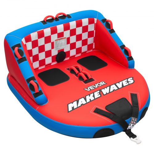 VEVOR Towable Tubes for Boating, 2-Rider Inflatable Towable Tube for Boat to Pull, 340 lbs Capacity Water Sports Boating Tubes - with Full Nylon Cover, Dual Tow Points, Safety Valve & Padded Handles - CQTL3SFDX2RHKLO80001V0 - view 2