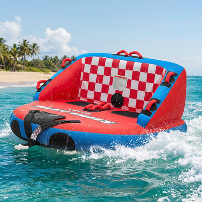 VEVOR Towable Tubes for Boating, 2-Rider Inflatable Towable Tube for Boat to Pull, 340 lbs Capacity Water Sports Boating Tubes - with Full Nylon Cover, Dual Tow Points, Safety Valve & Padded Handles - CQTL3SFDX2RHKLO80001V0 - view 9