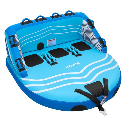 VEVOR Towable Tubes for Boating, 3-Rider Inflatable Towable Tube for Boat to Pull, 510 lbs Capacity Water Sports Boating Tubes - with Full Nylon Cover, Dual Tow Points, Safety Valve & Padded Handles - CQTL3SFDX3RLLM38P001V0 - view 2