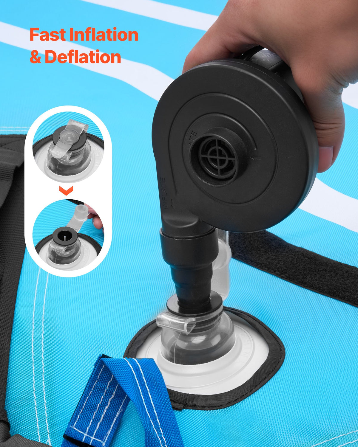 VEVOR Towable Tubes for Boating, 3-Rider Inflatable Towable Tube for Boat to Pull, 510 lbs Capacity Water Sports Boating Tubes - with Full Nylon Cover, Dual Tow Points, Safety Valve & Padded Handles - CQTL3SFDX3RLLM38P001V0 - view 6