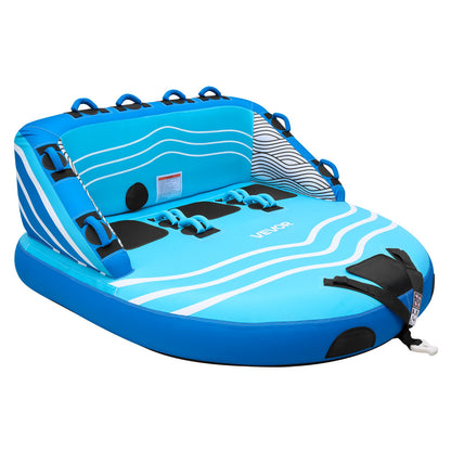 VEVOR Towable Tubes for Boating, 3-Rider Inflatable Towable Tube for Boat to Pull, 510 lbs Capacity Water Sports Boating Tubes - with Full Nylon Cover, Dual Tow Points, Safety Valve & Padded Handles - CQTL3SFDX3RLLM38P001V0 - view 10