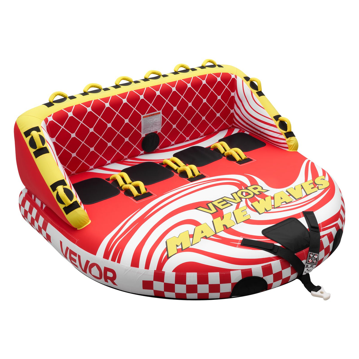 VEVOR Towable Tubes for Boating, 4-Rider Inflatable Towable Tube for Boat to Pull, 680 lbs Capacity Water Sports Boating Tubes - with Full Nylon Cover, Dual Tow Points, Safety Valve & Padded Handles - CQTL3SFDX4RHR6NH2001V0 - view 1