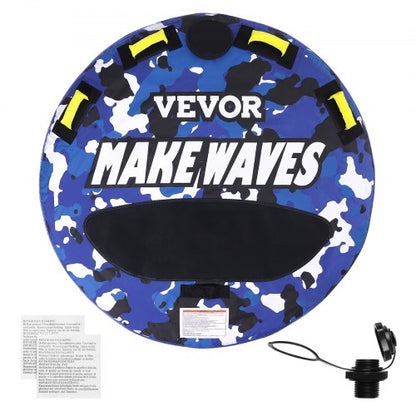 VEVOR Towable Tube for Boating, 340 lbs, 1-2 Riders Inflatable Boat Tubes and Towables, 51.8" Round Water Sport Towable Tube for Boat to Pull, Full Nylon Cover, EVA Grab Handles and Speed Safety Valve - CQTLPDYX2R00WRC12V0 - view 2