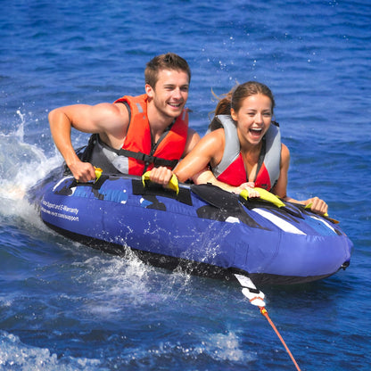 VEVOR Towable Tube for Boating, 340 lbs, 1-2 Riders Inflatable Boat Tubes and Towables, 51.8" Round Water Sport Towable Tube for Boat to Pull, Full Nylon Cover, EVA Grab Handles and Speed Safety Valve - CQTLPDYX2R00WRC12V0 - view 9
