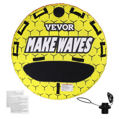 VEVOR Towable Tube for Boating, 1-3 Riders Inflatable Boat Tubes and Towables, 510 lbs, 63" Round Water Sport Towable Tubes for Boats to Pull, Full Nylon Cover, EVA Grab Handles and Speed Safety Valve - CQTLPDYX3R000A9FSV0 - view 2