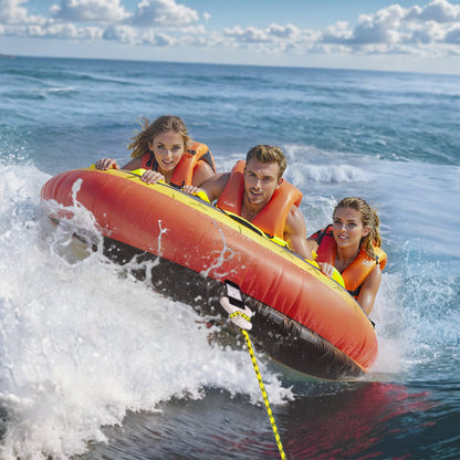 VEVOR Towable Tube for Boating, 1-3 Riders Inflatable Boat Tubes and Towables, 510 lbs, 63" Round Water Sport Towable Tubes for Boats to Pull, Full Nylon Cover, EVA Grab Handles and Speed Safety Valve - CQTLPDYX3R000A9FSV0 - view 9