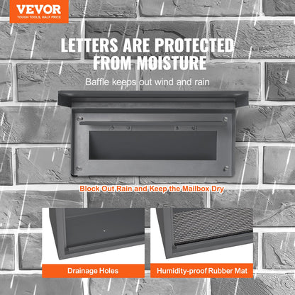 VEVOR Through The Wall Drop Box, Heavy Duty Steel Through The Wall Mailbox with 2.8-7.9" 13" Combination Lock, 12.5x6.3x16.9 Mail Drop Box, Dark Gray - CQXBX1256316FDZEXV0 - view 3