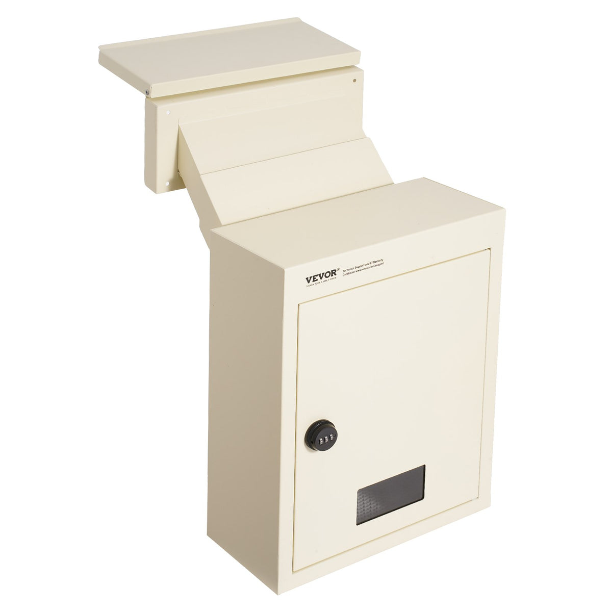 VEVOR Through The Wall Drop Box, Heavy Duty Steel Through the Wall Mailbox with 2.8-7.9" 13" Combination Lock, 12.5x6.3x16.9" Mail Drop Box, Beige - CQXBX1256316LTPS8V0 - view 1