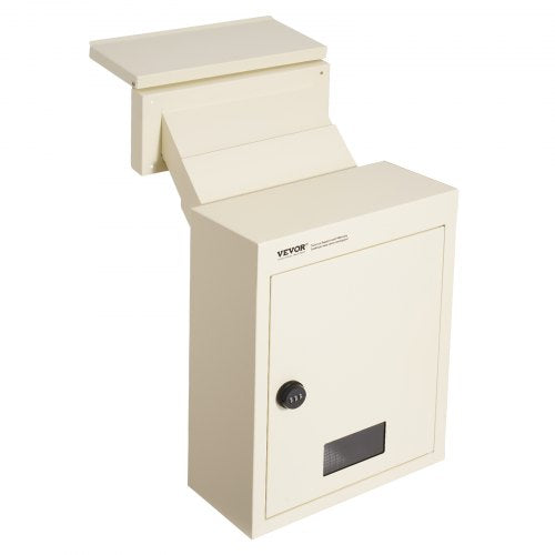 VEVOR Through The Wall Drop Box, Heavy Duty Steel Through the Wall Mailbox with 2.8-7.9" 13" Combination Lock, 12.5x6.3x16.9" Mail Drop Box, Beige - CQXBX1256316LTPS8V0 - view 2