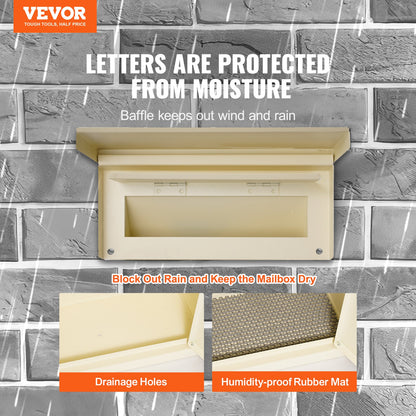 VEVOR Through The Wall Drop Box, Heavy Duty Steel Through the Wall Mailbox with 2.8-7.9" 13" Combination Lock, 12.5x6.3x16.9" Mail Drop Box, Beige - CQXBX1256316LTPS8V0 - view 3