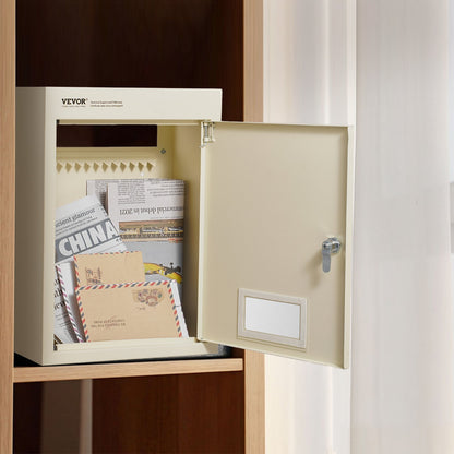 VEVOR Through The Wall Drop Box, Heavy Duty Steel Through the Wall Mailbox with 2.8-7.9" 13" Combination Lock, 12.5x6.3x16.9" Mail Drop Box, Beige - CQXBX1256316LTPS8V0 - view 9