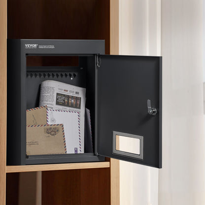 VEVOR Through The Wall Drop Box, Heavy Duty Steel Through the Wall Mailbox with 2.8-7.9" 13" Combination Lock, 12.5x6.3x16.9" Mail Drop Box, Black - CQXBX1256316TJ1FSV0 - view 9