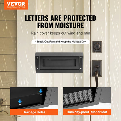 VEVOR Through The Door Key Drop Box, Heavy Duty Steel Through the Door Mailbox with 1.8" 12" Key Lock, 12x6x16" Mail Drop Box, Black - CQXBX12616INYUG59V0 - view 3