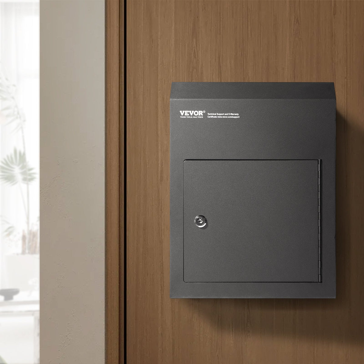 VEVOR Through The Door Key Drop Box, Heavy Duty Steel Through the Door Mailbox with 1.8" 12" Key Lock, 12x6x16" Mail Drop Box, Black - CQXBX12616INYUG59V0 - view 9