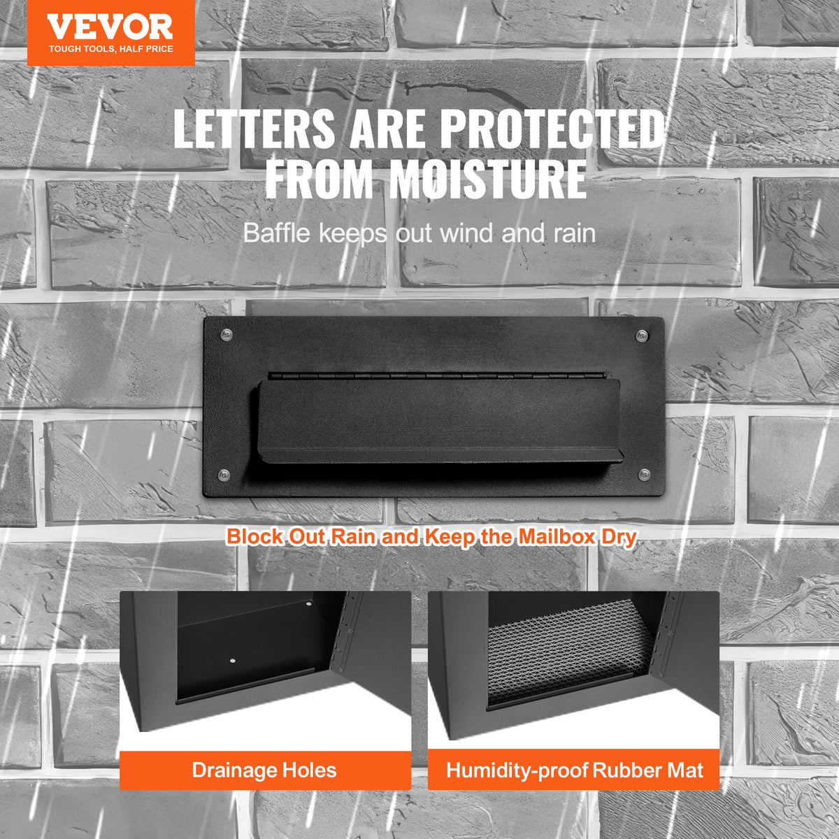 VEVOR Through The Wall Drop Box, Heavy Duty Steel Through the Wall Mailbox with 2.8-7.9" 13" Combination Lock, 13x7x17" Mail Drop Box, Black - CQXBX13717IN9YIN4V0 - view 3