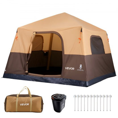 VEVOR Camping Tent, 6 Person Inflatable Cabin Tent with Rechargeable Pump, TPU Air Tube & 4 Large Mesh Windows, Portable Easy Setup Waterproof with Carry Bag for Family Outdoor Camping & Hiking, Beige - CQZ1010FTZDBLVJT8001V9 - view 2