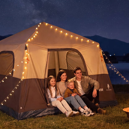 VEVOR Camping Tent, 6 Person Inflatable Cabin Tent with Rechargeable Pump, TPU Air Tube & 4 Large Mesh Windows, Portable Easy Setup Waterproof with Carry Bag for Family Outdoor Camping & Hiking, Beige - CQZ1010FTZDBLVJT8001V9 - view 9