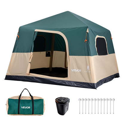 VEVOR Camping Tent, 6 Person Inflatable Cabin Tent with Rechargeable Pump, TPU Air Tube & 4 Large Mesh Windows, Portable Easy Setup Waterproof with Carry Bag for Family Outdoor Camping & Hiking, Green - CQZ1010FTZDBO29S9001V9 - view 1