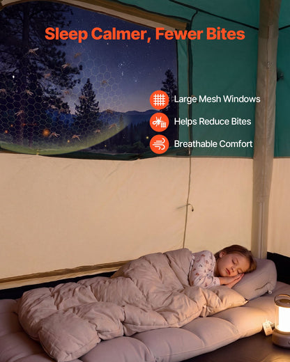 VEVOR Camping Tent, 6 Person Inflatable Cabin Tent with Rechargeable Pump, TPU Air Tube & 4 Large Mesh Windows, Portable Easy Setup Waterproof with Carry Bag for Family Outdoor Camping & Hiking, Green - CQZ1010FTZDBO29S9001V9 - view 7