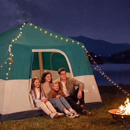 VEVOR Camping Tent, 6 Person Inflatable Cabin Tent with Rechargeable Pump, TPU Air Tube & 4 Large Mesh Windows, Portable Easy Setup Waterproof with Carry Bag for Family Outdoor Camping & Hiking, Green - CQZ1010FTZDBO29S9001V9 - view 9